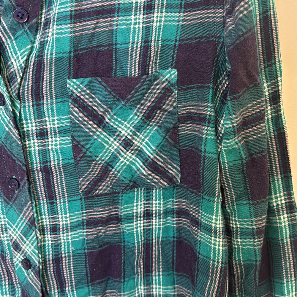 Market & Spruce Blue Plaid Button Down Shirt with Notched Collar - Picture 3 of 5